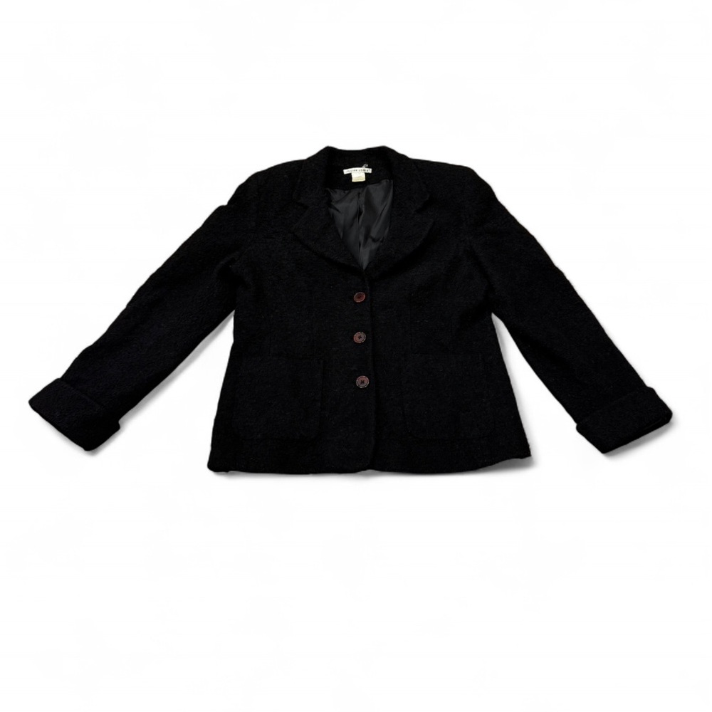 Jillian Jones - Chic Black Women's Wool Blazer with cuffed sleeves